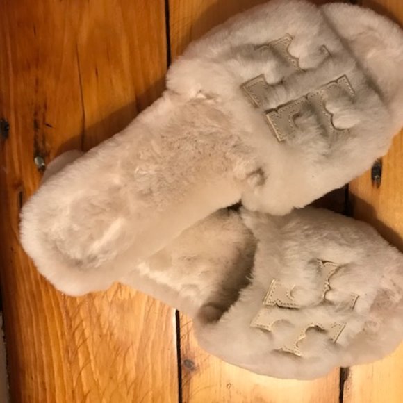 Tory Burch Double T Shearling Slide - Picture 3 of 3